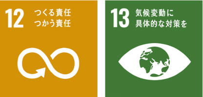 12:つくる責任、つかう責任・13：気候変動に具体的な対策を